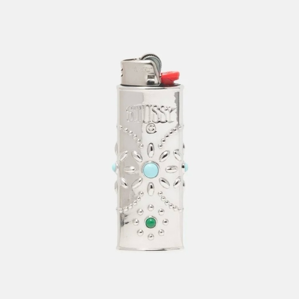 Stussy Bejeweled Silver Lighter Case